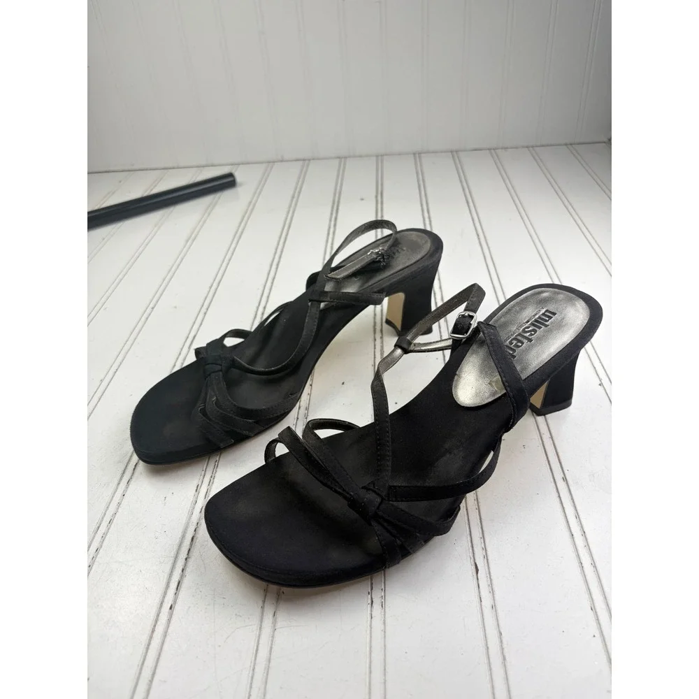 Unlisted Vintage Y2K Black Strappy Kitten Heel Sandals Women's Size 8.5